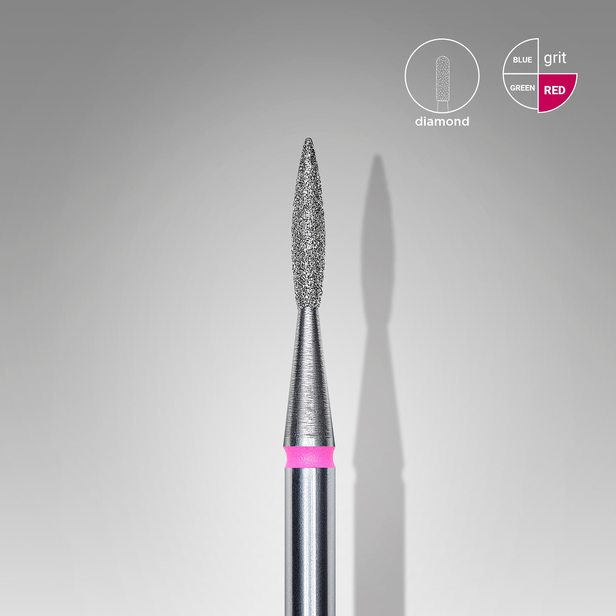 Diamond bit red pointed flame 1.6mm/8mm FA11R016/8