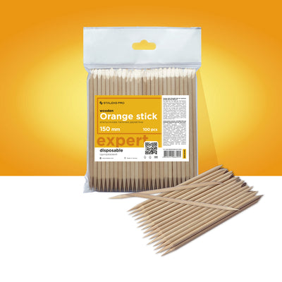 Orange wood sticks (rozenhoutstokjes) STALEKS PRO for manicure 110 mm (100pcs)